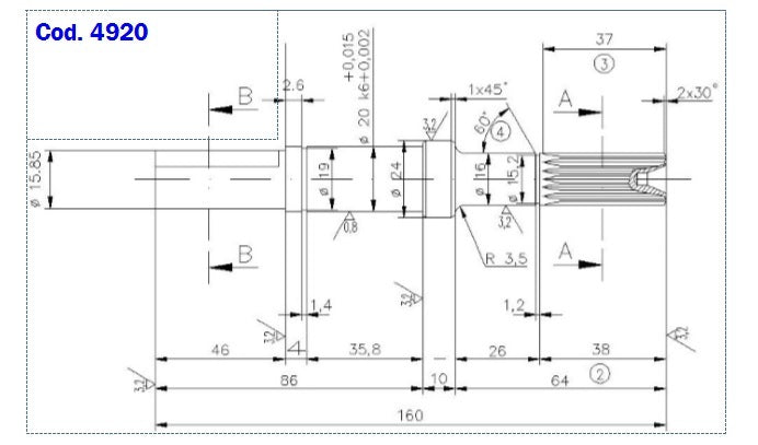 PM 36 J PUMP SHAFT