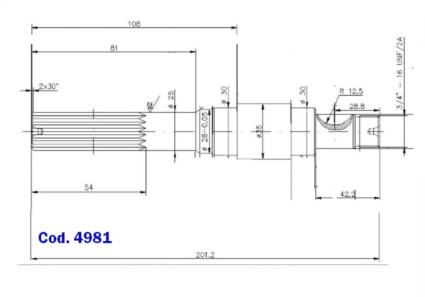 4981-ALBERO POMPA MP 50 L=202.5