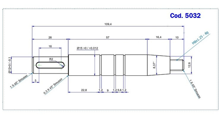 5032-ALBERO POMPA PM 16P L=109.4