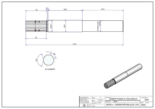 5088-ALBERO POMPA JB 10970-21 L=132.3