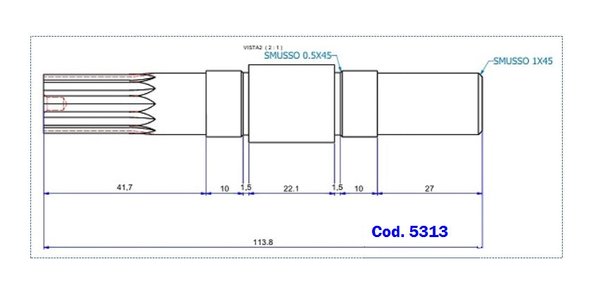 5313-ALBERO POMPA PER JB296XX L=114