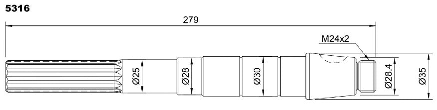 5316-ALBERO POMPA AS25 L=279