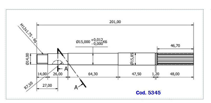5345-ALBERO POMPA JB22220-241-A L=201