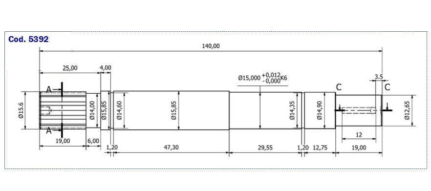 5392-ALBERO POMPA JABSCO D.16 X L=140