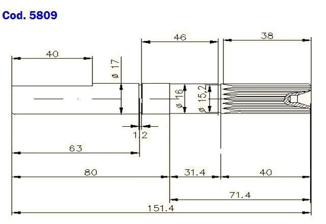 5809-ALBERO POMPA JH 24572 L=151.4