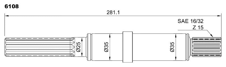 6108-ALBERO POMPA F95B9-10-XXX L=281