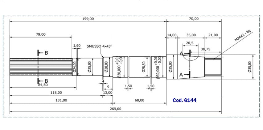 6144-ALBERO POMPA JB 29880 L=269.6