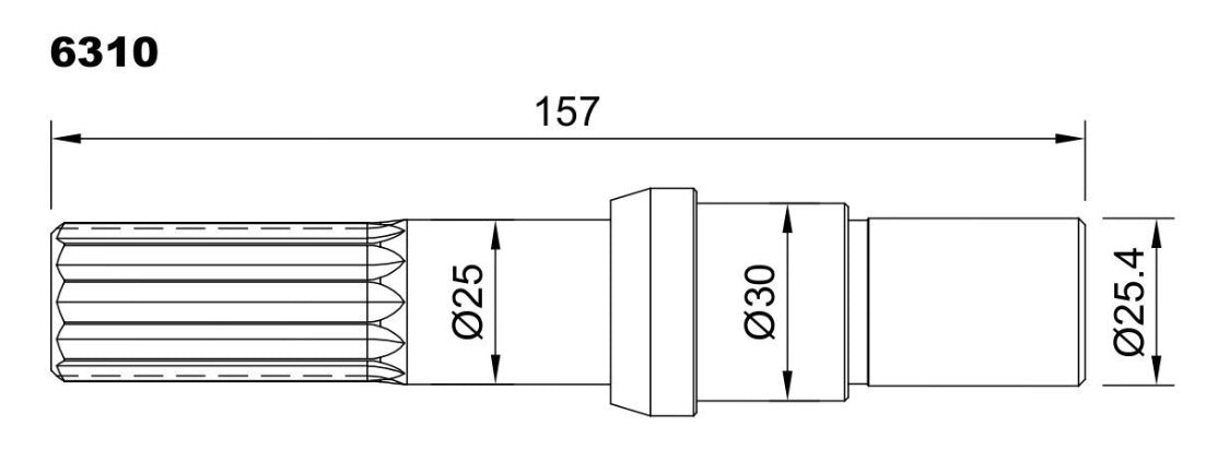6310-ALBERO POMPA JB 12600-0001 L=157