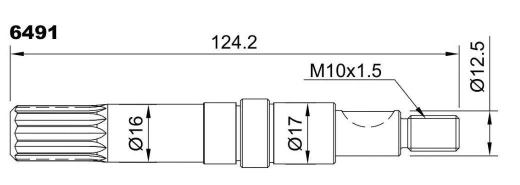 6491-ALBERO POMPA VETUS WH480 L=124