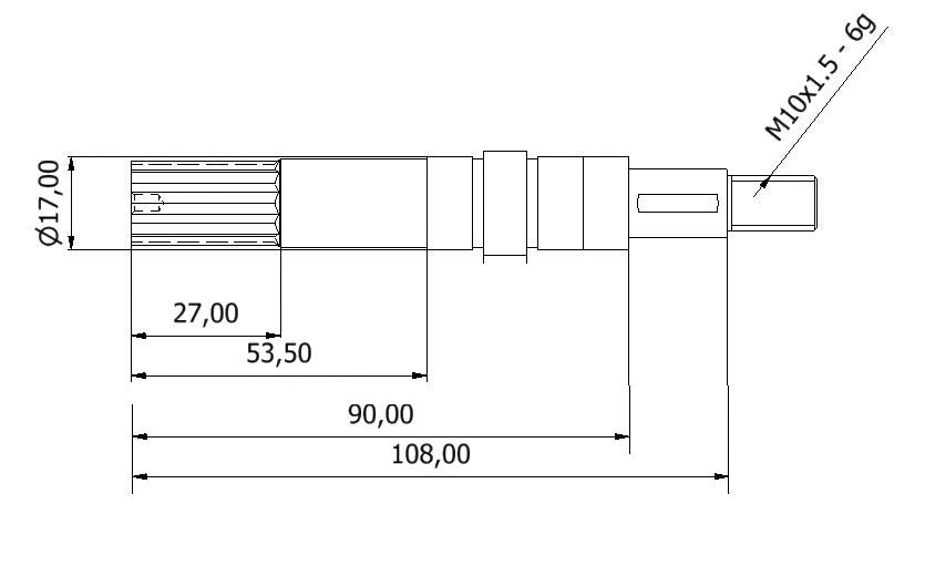 6491-ALBERO POMPA VETUS WH480 L=124