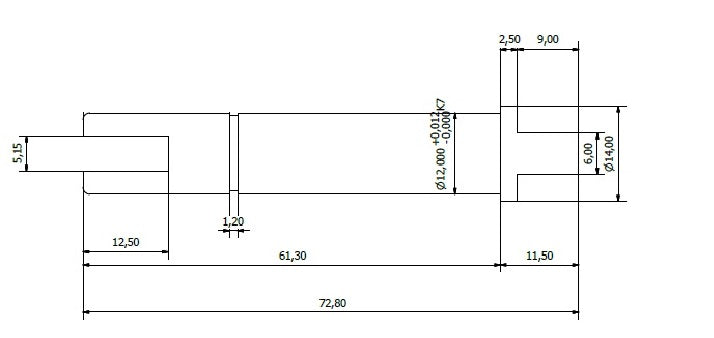 6594-ALBERO POMPA WH-40401870 L=72.8