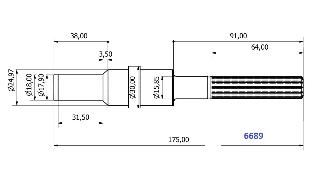 6689-ALBERO POMPA CAT 6.6. L=179