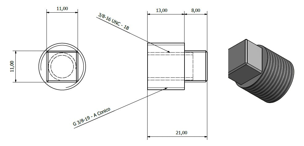 TAPPO CHIAVE Q 3/8 G 3/8UNC