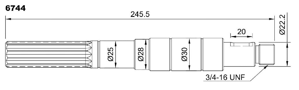 6744-ALBERO POMPA MP58 L=245.5