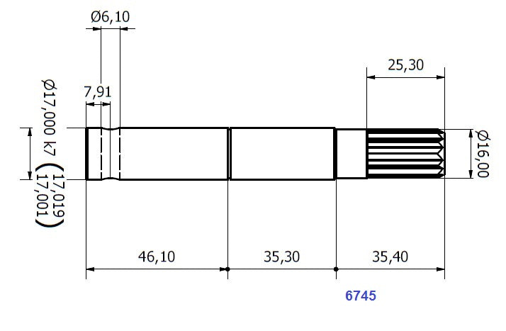 6745-ALBERO POMPA AN 01 L=116.8
