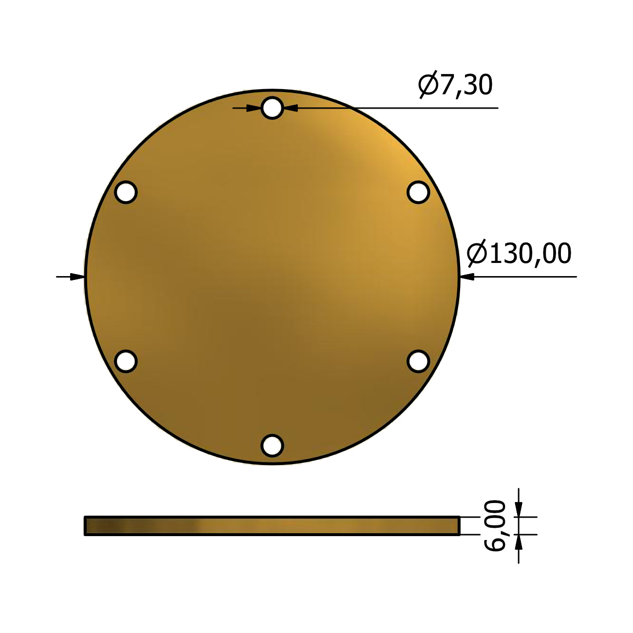 6774-COPERCHIO D.130 SP.6 6 FORI