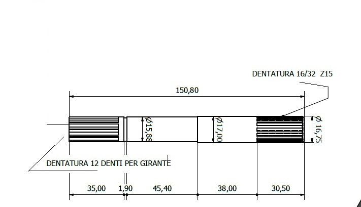 6812-ALBERO POMPA JH 24535-01 L=150.8