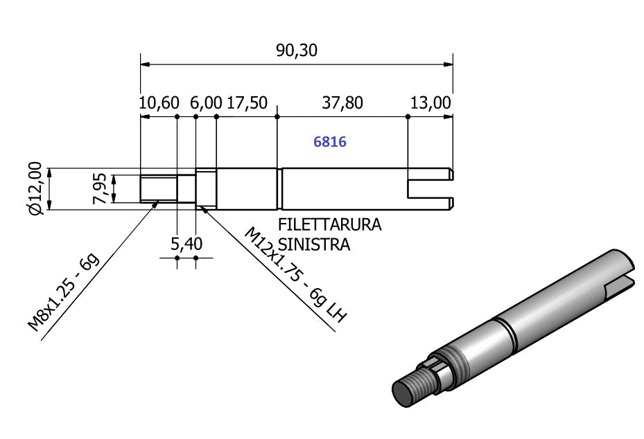 6816-ALBERO POMPA YM 1GM L=87.5