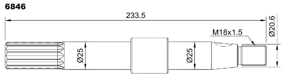6846-ALBERO POMPA MP571 L=233.5