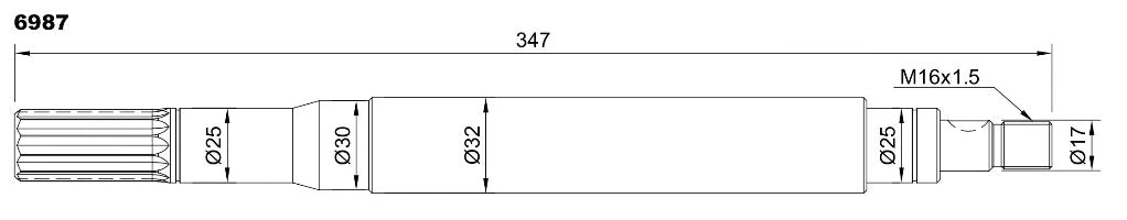 6987-ALBERO POMPA MP57SL L=347
