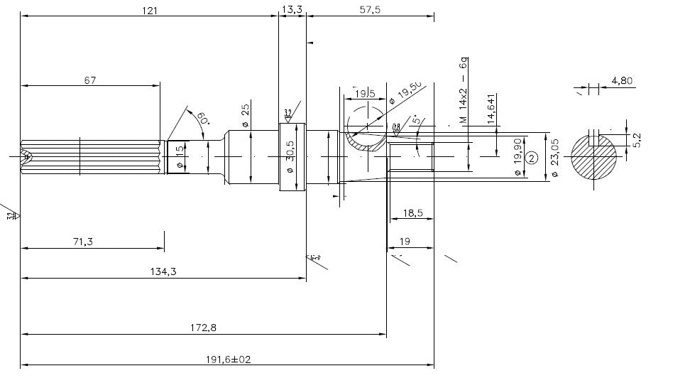 7414-ALBERO POMPA JB 50537 L=191.8