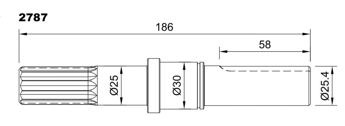 2787-ALBERO POMPA JB 7420-0004 L=186