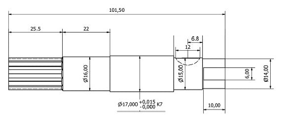 2966-ALBERO POMPA F5B9-1024131 L=101