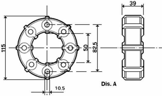 3870-GIUNTO ELAST.8 FORI D.115 CF82.5