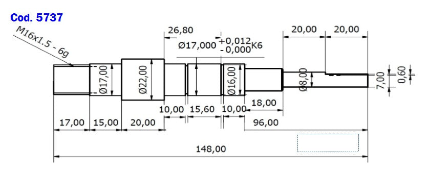 5737-ALBERO POMPA PC 60/ALT L=148