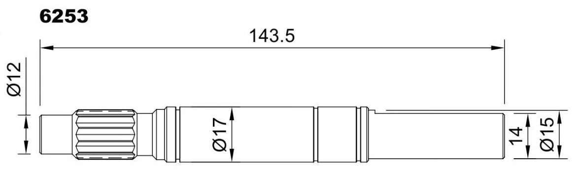 6253-ALBERO POMPA PM 35/JH L=143.5