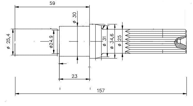 6310-ALBERO POMPA JB 12600-0001 L=157