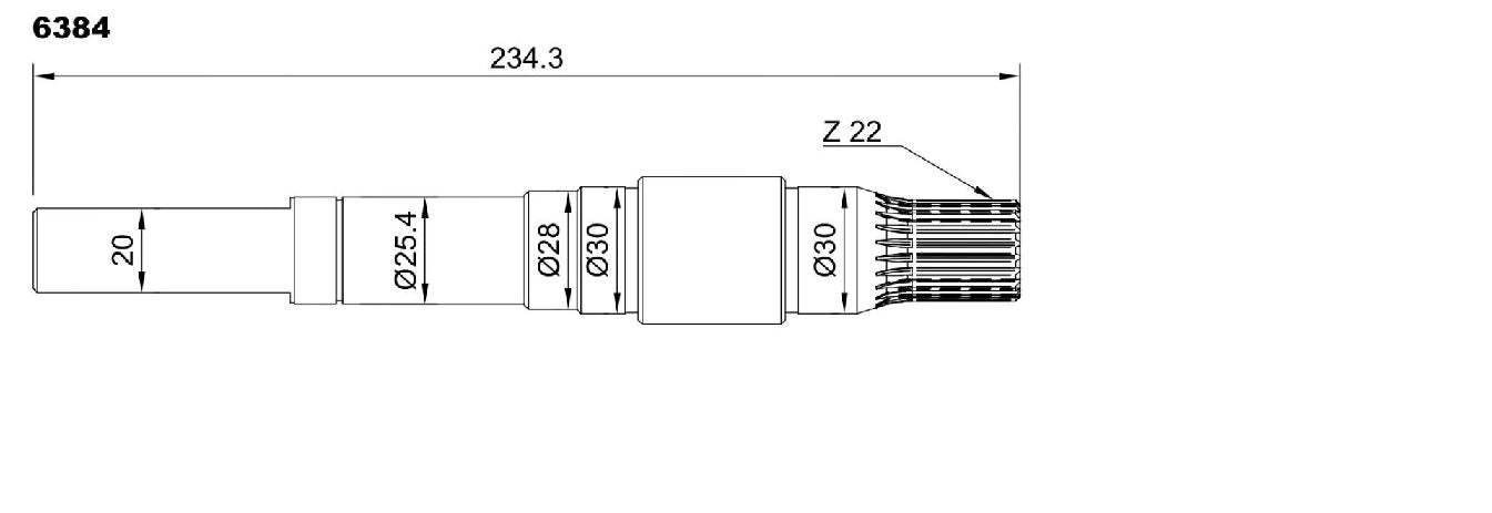 6384-ALBERO POMPA 3N4858 L=234.3