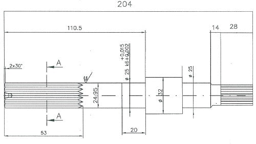6554-ALBERO POMPA MP 75 L=203.5