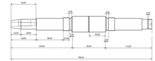 6585-ALBERO POMPA DOPPIO COR. L=356
