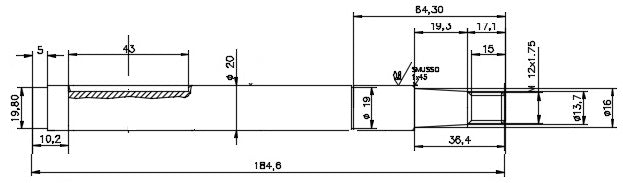 6638-ALBERO POMPA SW25119 L=184.6