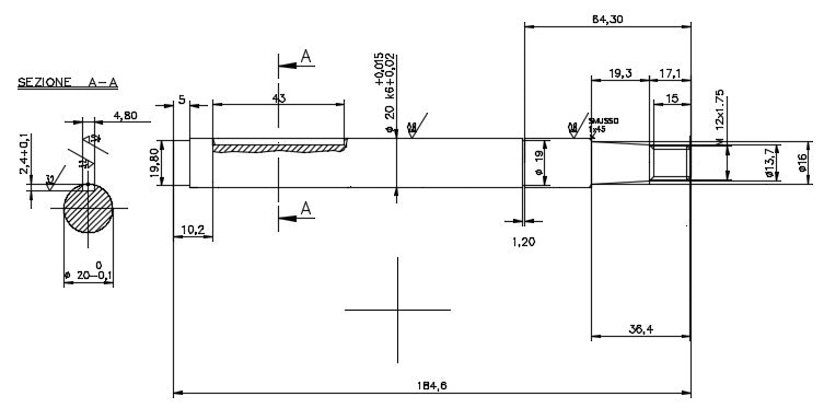 6638-ALBERO POMPA SW25119 L=184.6