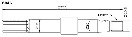 6846-ALBERO POMPA MP571 L=233.5