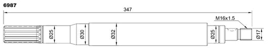 6987-ALBERO POMPA MP57SL L=347
