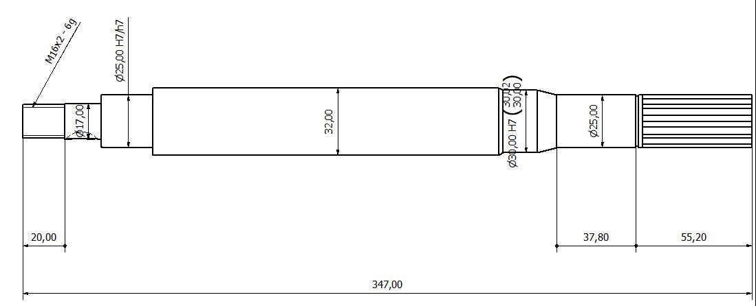 6987-ALBERO POMPA MP57SL L=347