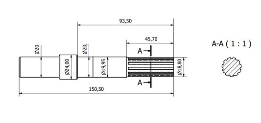 7410-ALBERO POMPA SW25100 L=150.5