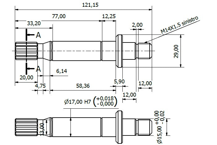 7461-ALBERO POMPA VALENTE L=121.2