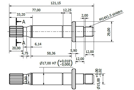 7461-ALBERO POMPA VALENTE L=121.2